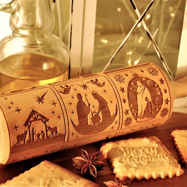 Christmas Embossed Pastry Rolling Pin